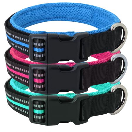 Coleira de cachorro em neoprene refletiva por atacado.